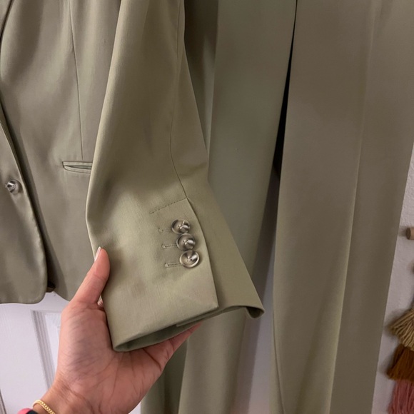 Women's Olive Blazer and Pants Set - Picture 2 of 13